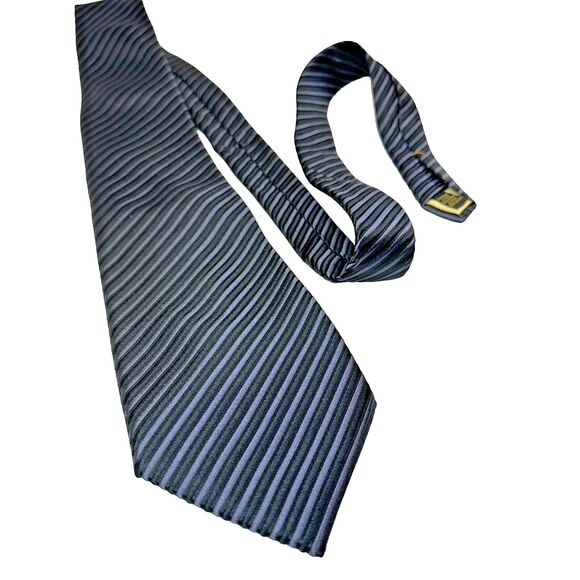 Donald J. Trump Signature Collection Tie Black/Blue/Gray Stripes 100% Silk NWT - Picture 2 of 6